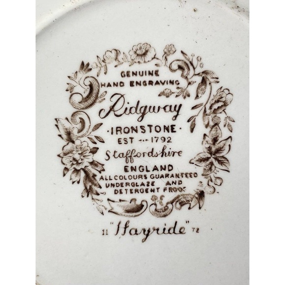 Ridgway HAYRIDE Brown, Set of 6 Ironstone Rim Soup Bowls, 9 3/4” England - Picture 5 of 5